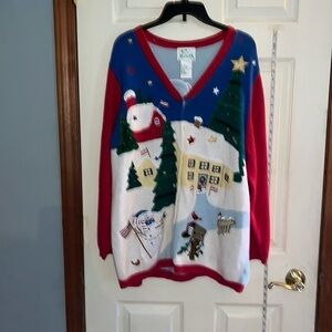 VTG-the Quacker factory-1 X, Christmas,embellished, patriotic,  cardigan sweater